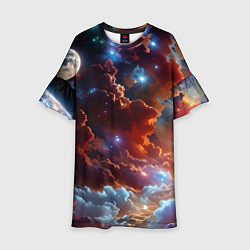 Платье клеш для девочки Космические звезды, цвет: 3D-принт