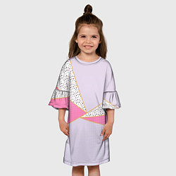 Платье клеш для девочки Геометрическая абстракция с треугольниками и пятни, цвет: 3D-принт — фото 2