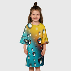 Платье клеш для девочки Крупные капли на цветном фоне, цвет: 3D-принт — фото 2