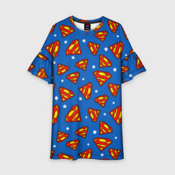 Платье клеш для девочки Супермен паттерн, цвет: 3D-принт