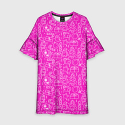 Платье клеш для девочки Амонг ас - паттерн, цвет: 3D-принт