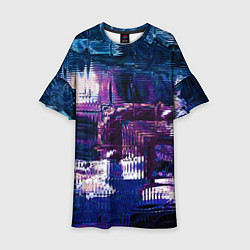 Платье клеш для девочки Глитч текстура - искаженное пространство, цвет: 3D-принт