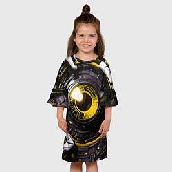 Платье клеш для девочки Жёлтая сфера киберпанк, цвет: 3D-принт — фото 2