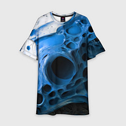 Платье клеш для девочки Сине-белая абстрактная структура, цвет: 3D-принт
