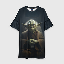 Платье клеш для девочки Мастер Йода, цвет: 3D-принт