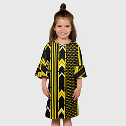 Платье клеш для девочки Жёлтые обои на чёрном фоне, цвет: 3D-принт — фото 2