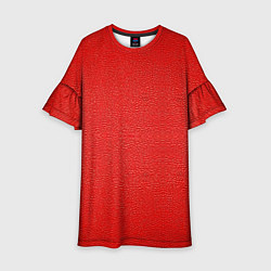 Платье клеш для девочки Красная кожаная текстура, цвет: 3D-принт