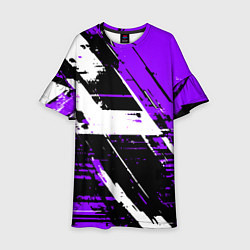 Детское платье Diagonal black and white stripes on a purple backg