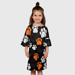 Платье клеш для девочки Мохнатые лапки, цвет: 3D-принт — фото 2
