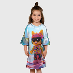 Платье клеш для девочки Роблокс в солнечных очках, цвет: 3D-принт — фото 2