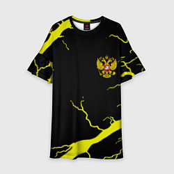 Платье клеш для девочки Россия шторм герб, цвет: 3D-принт