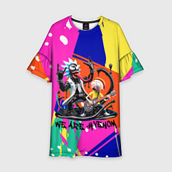 Платье клеш для девочки Rick-Venom and Morty - rock group, цвет: 3D-принт