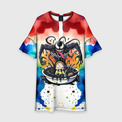 Платье клеш для девочки Веном присмотрелся к Морти - ядовитая слизь, цвет: 3D-принт