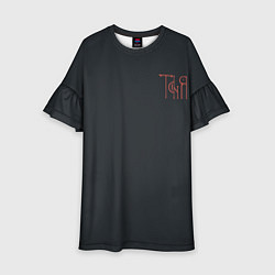 Платье клеш для девочки Татьяна - красная вязью надпись, цвет: 3D-принт