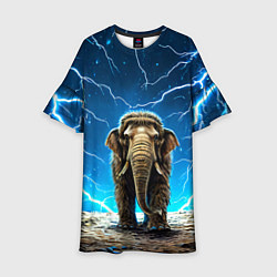 Платье клеш для девочки Мамонт и разряды молний, цвет: 3D-принт