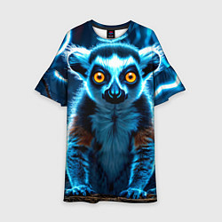 Платье клеш для девочки Лемур и удар молнии, цвет: 3D-принт