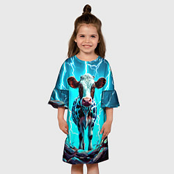 Платье клеш для девочки Корова в разрядах молнии, цвет: 3D-принт — фото 2
