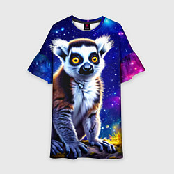 Платье клеш для девочки Лемур и звездная ночь, цвет: 3D-принт