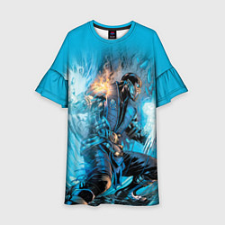 Платье клеш для девочки Mortal Kombat - Sub-Zero, цвет: 3D-принт