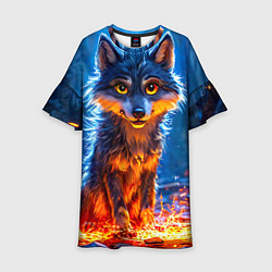 Платье клеш для девочки Волк искры под лапами, цвет: 3D-принт