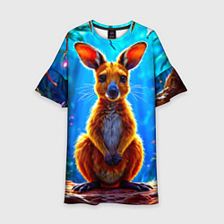 Платье клеш для девочки Кенгуру в джунглях, цвет: 3D-принт