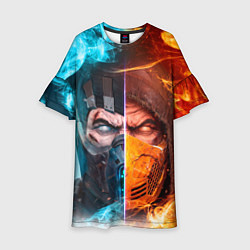 Платье клеш для девочки Mortal Kombat - Саб-зиро и Скорпион, цвет: 3D-принт