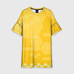 Платье клеш для девочки Геометрические фигуры желтые, цвет: 3D-принт