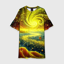 Платье клеш для девочки Neon galaxy - ai art fantasy, цвет: 3D-принт