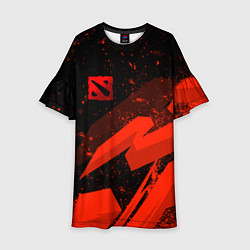 Платье клеш для девочки Dota 2 - красные брызги, цвет: 3D-принт