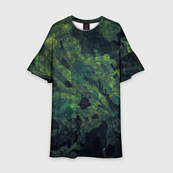 Платье клеш для девочки Абстракция - green camouflage background, цвет: 3D-принт