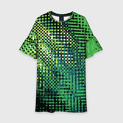 Платье клеш для девочки Чёрно-зелёный абстракция, цвет: 3D-принт