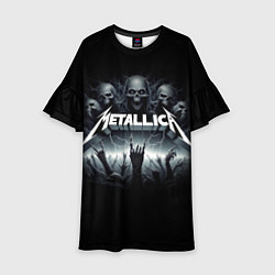 Платье клеш для девочки Metallica thrash metal - gesture, цвет: 3D-принт