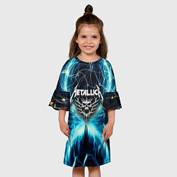 Платье клеш для девочки Neon glow - Metallica, цвет: 3D-принт — фото 2