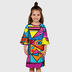 Платье клеш для девочки Кислая геометрия, цвет: 3D-принт — фото 2