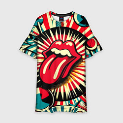 Платье клеш для девочки Logo of the Rolling Stones - pop art, цвет: 3D-принт