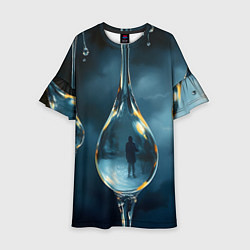 Платье клеш для девочки Люди в каплях, цвет: 3D-принт