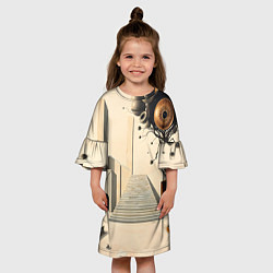 Платье клеш для девочки Архитектурный сюр, цвет: 3D-принт — фото 2