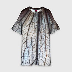 Платье клеш для девочки Прожилки растения, цвет: 3D-принт