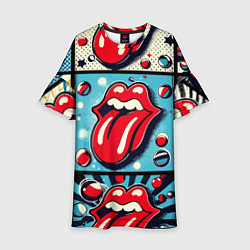 Платье клеш для девочки Rolling Stones logo - pop art, цвет: 3D-принт
