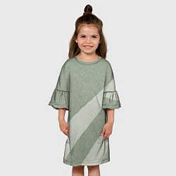 Платье клеш для девочки Светлый серо-зелёный абстрактный, цвет: 3D-принт — фото 2