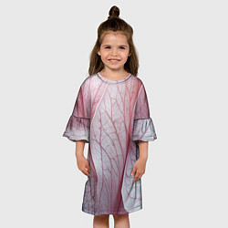 Платье клеш для девочки Розовые листья, цвет: 3D-принт — фото 2