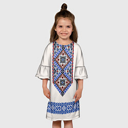 Платье клеш для девочки Славянская вышиванка - узор обережник, цвет: 3D-принт — фото 2
