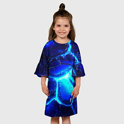 Платье клеш для девочки Синие плиты лед, цвет: 3D-принт — фото 2