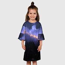 Платье клеш для девочки Молния в фиолетовом небе текстура, цвет: 3D-принт — фото 2