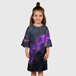 Платье клеш для девочки Фиолетовый разлом с молниями, цвет: 3D-принт — фото 2