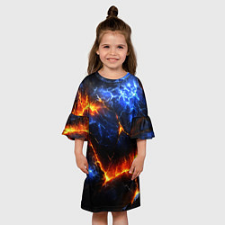 Платье клеш для девочки Лада и лед в разломе плит, цвет: 3D-принт — фото 2