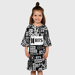 Платье клеш для девочки Bangtan Boys pattern black, цвет: 3D-принт — фото 2