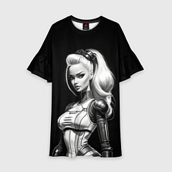 Платье клеш для девочки Барби - киберпанк нейроарт, цвет: 3D-принт