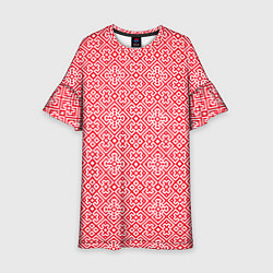 Платье клеш для девочки Славянский узор - орнамент, цвет: 3D-принт
