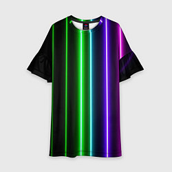Платье клеш для девочки Neon lines, цвет: 3D-принт